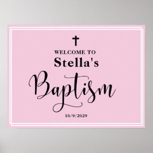 Pink Girl Baptism Welcome  Poster