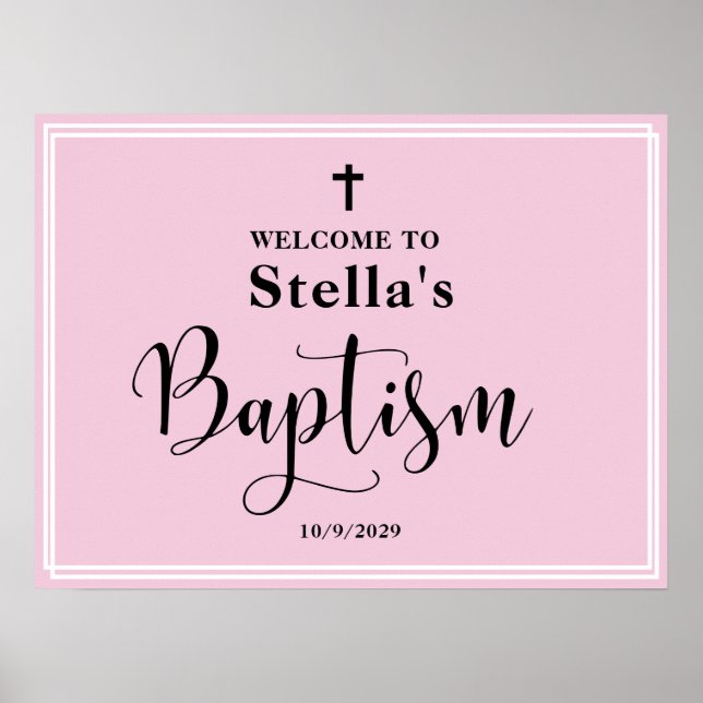Pink Girl Baptism Welcome  Poster (Front)