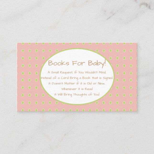 Pink Girl Bird Baby Shower Book Request Insert (Front)