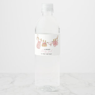 Pink Girl Bohemian Clothes Baby Shower Water Bottle Label
