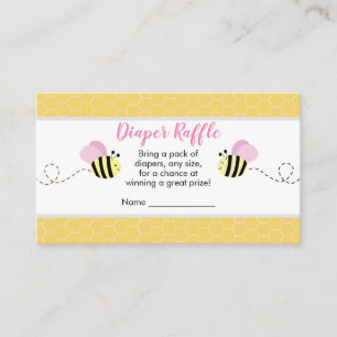 Pink Girl Bumble Bee Diaper Raffle Cards