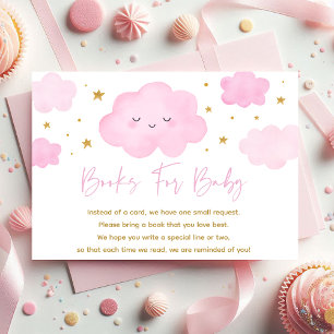 Pink Girl Cloud Stars Baby Sprinkle Book Request Enclosure Card