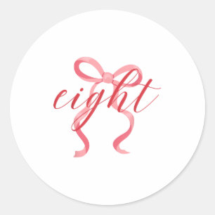 Pink Girl Coquette Bow 8 Year Old 8th Birthday Par Classic Round Sticker