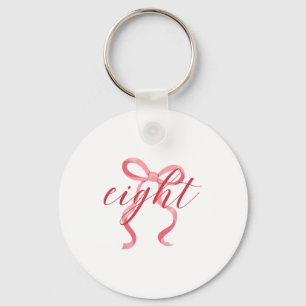 Pink Girl Coquette Bow 8 Year Old 8th Birthday Par Key Ring
