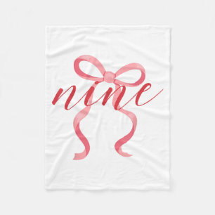 Pink Girl Coquette Bow 9 Year Old 9th Birthday Par Fleece Blanket