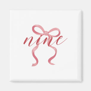 Pink Girl Coquette Bow 9 Year Old 9th Birthday Par Magnet