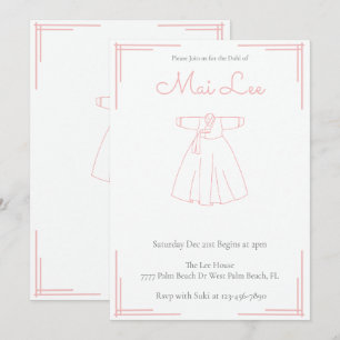 Pink Girl Doljanchi Korean 100 Days Dohl Birthday  Invitation