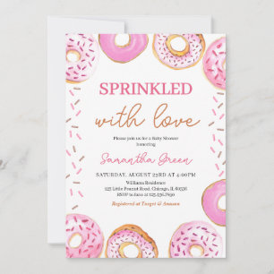 Pink Girl Doughnuts Baby Shower Invitation