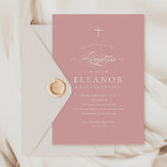 Pink Girl Elegant Cross Calligraphy Baptism Invitation<br><div class="desc">Pink Girl Simple Elegant Cross Calligraphy Baptism Invitation features a delicate modern cross,  paired with modern type and beautiful calligraphy script.</div>