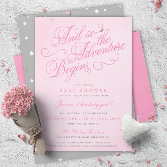 Pink Girl Fairytale Adventure Shower Invitations (Creator Uploaded)