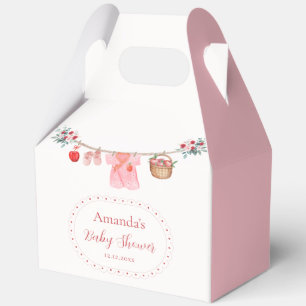 Pink Girl Floral Apple Clothesline Baby Shower Favour Box