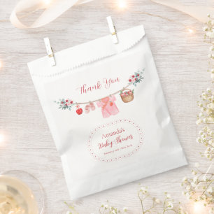 Pink Girl Flower Apple Clothesline Baby Shower Favour Bag