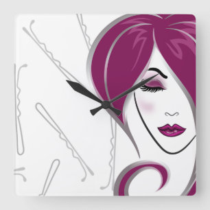 Pink girl hair- Salon clock