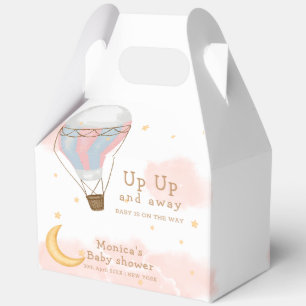 Pink Girl Hot Air Balloon Moon Star Baby Shower Favour Box