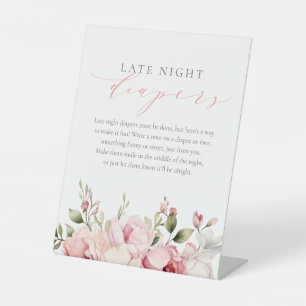 Pink Girl Late Night Diapers Baby Shower  Sign
