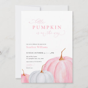 Pink Girl Little Pumpkin Baby Shower Invitation