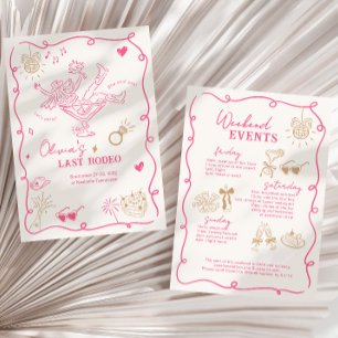 Pink Girl Martini Last Rodeo Weekend Bachelorette Invitation