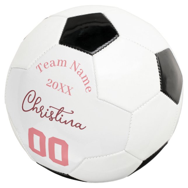 Pink Girl Name Number Team Year Soccer Ball (Three Quarter)