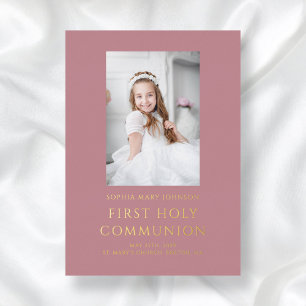 Pink Girl Photo First Holy Communion Gold