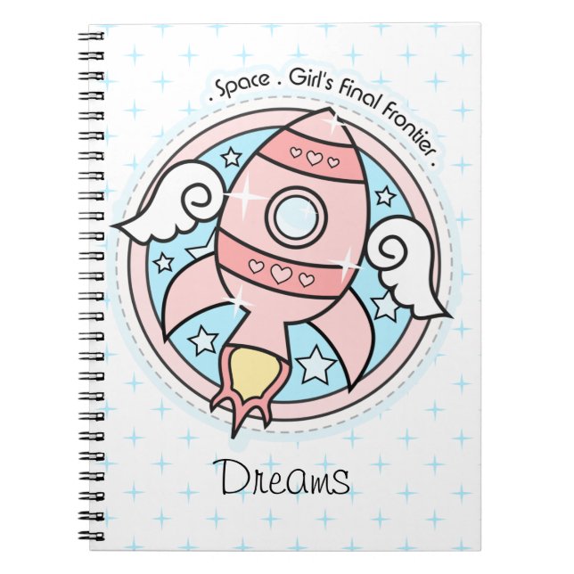 Pink Girl Rocketship Notebook (Front)