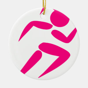 Pink Girl Running Ceramic Tree Decoration