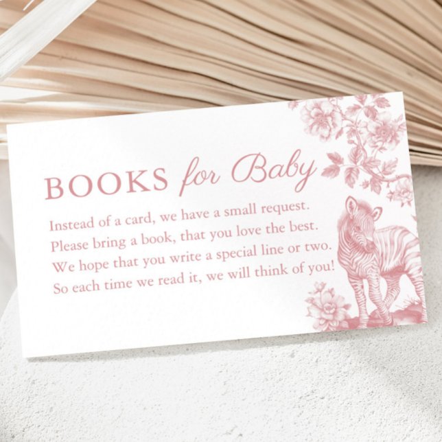 Pink Girl Safari Books for Baby Shower Enclosure Card (Pink Girl Safari Books for Baby Shower Enclosure Card)