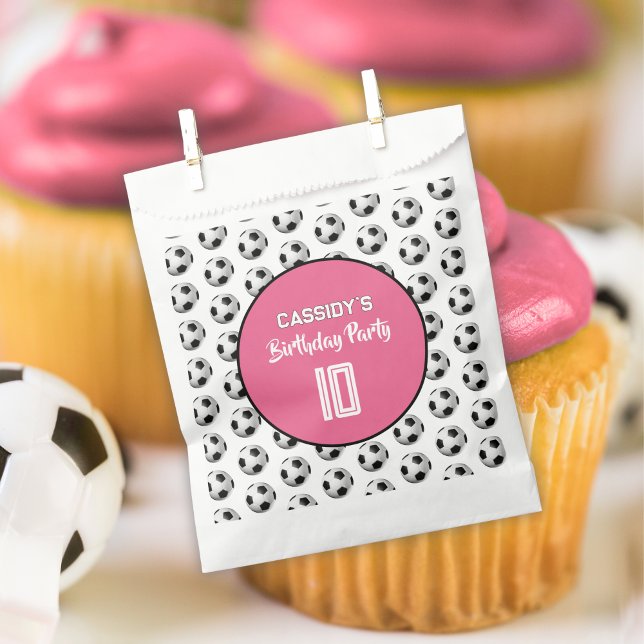 Pink Girl Soccer Birthday Party Favour Bag (Creator Uploaded)