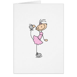 Pink Girl Stick Figure Ice Skater