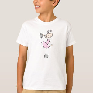 Pink Girl Stick Figure Ice Skater T-Shirt