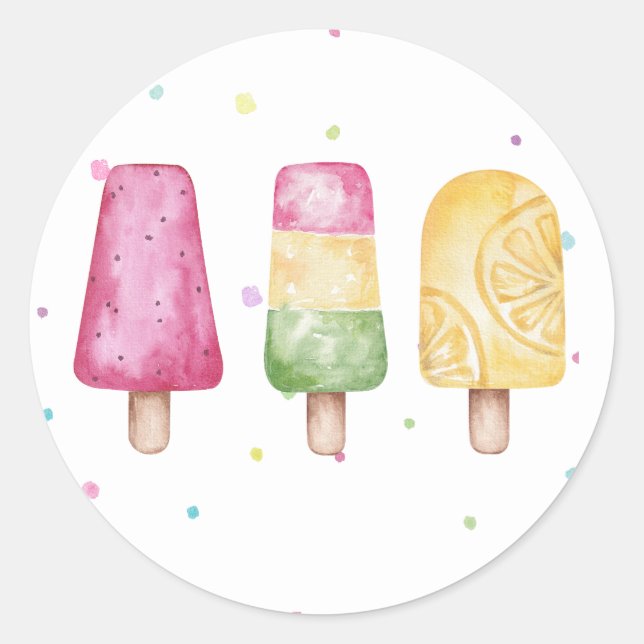 Pink Girl Summer Popsicle Birthday Envelope Seal (Front)