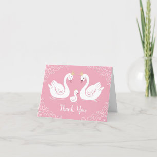 Pink Girl Swans Baby Shower Thank You Card