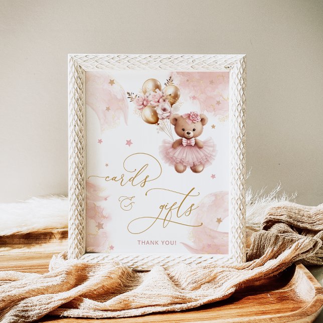 Pink Girl Teddy Bear Balloon Cards and Gifts Poster (Creator Uploaded)