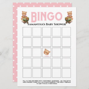 Pink girl teddy bear invitation