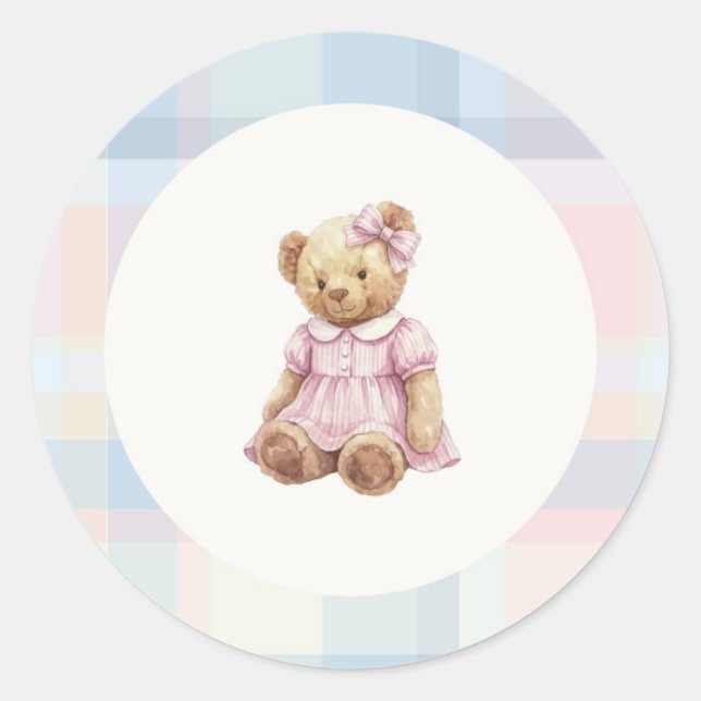 Pink Girl teddy bear sticker (Front)