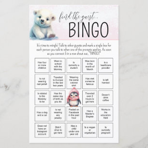 Pink Girl Winter Baby Bingo Baby Shower Game