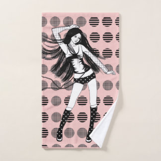 pink girlfriend dancer  hand towel