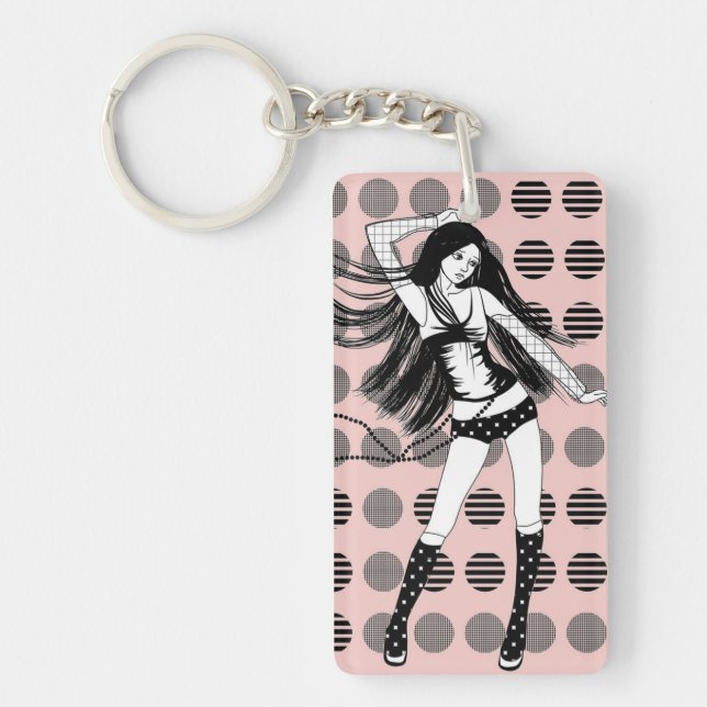 pink girlfriend dancer key ring (Front)