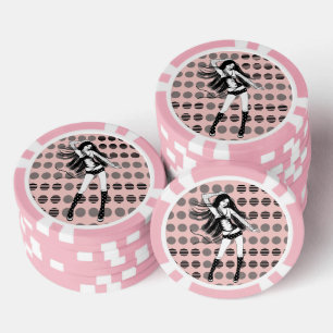 pink girlfriend dancer poker chips