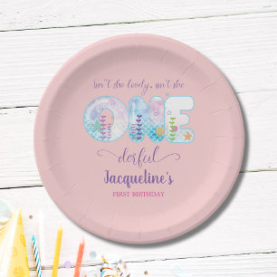 Pink Girls 1st Birthday ONEderful Pretty Paper Plate