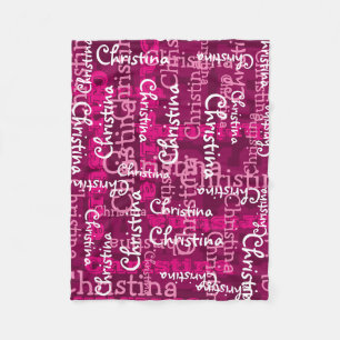 Pink Girl's Allover Name Collage Personalised Fleece Blanket
