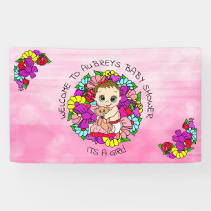 Pink Girl's Baby Shower Caucasian Baby Whimsical  Banner