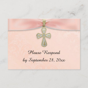 Pink Girl's Baptism Christening RSVP Response