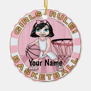 Pink Girls Basketball  Ceramic Ornament