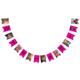 PINK GIRL'S BIRTHDAY PARTY PHOTO BUNTING BANNER