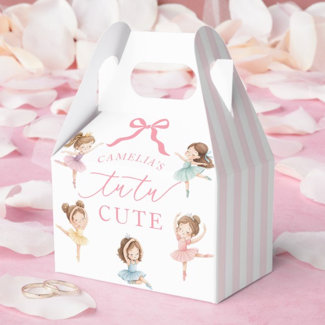 Pink Girls Bow Tutu Ballerina 1st Birthday Favour Box (Wedding)
