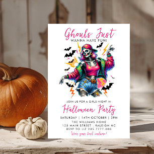 Pink Girls Ghouls Night Out  Adult Halloween Party Invitation