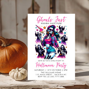 Pink Girls Ghouls Night Out  Adult Halloween Party Invitation