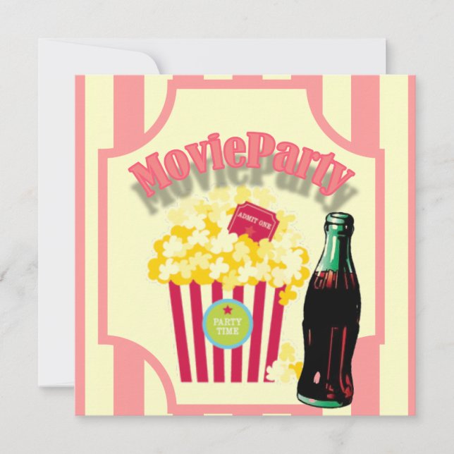 Pink Girls Movie Birthday Party Invitation (Front)