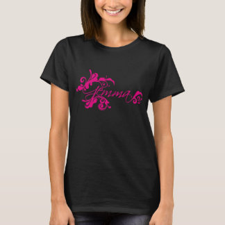 Pink girls name 'Gemma' floral design t-shirt