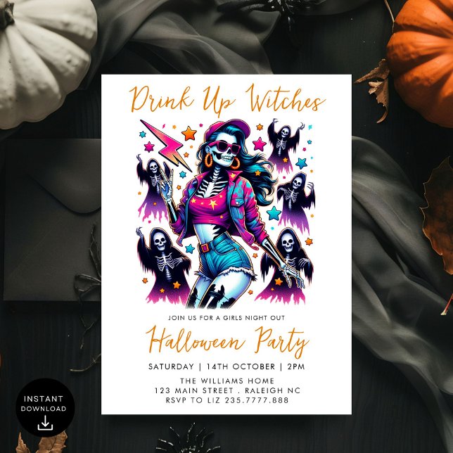 Pink Girls Night Out Adult Halloween Party Invitation (Creator Uploaded)